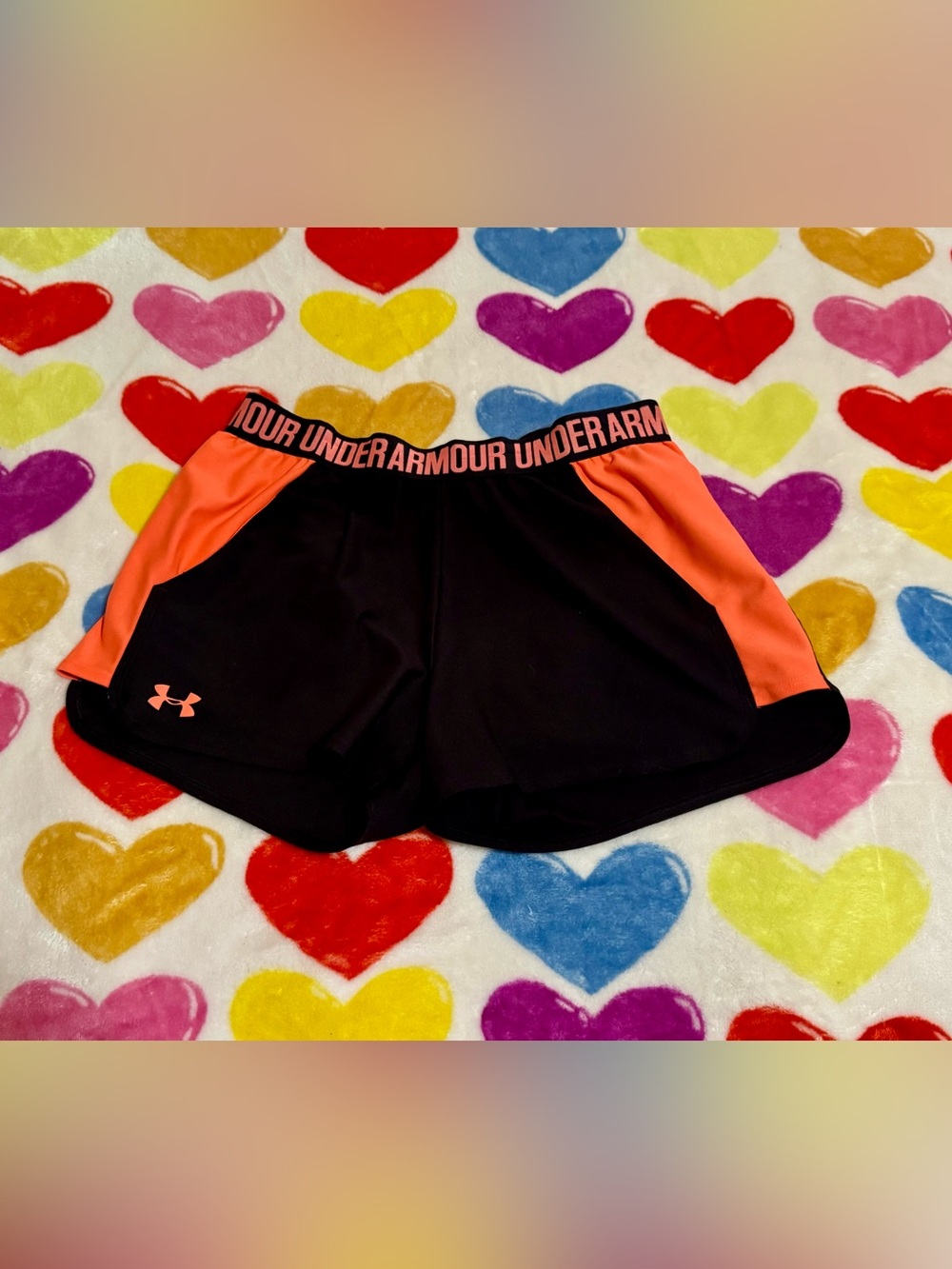 Under Armour Black & orange Women's Athletic Shorts
